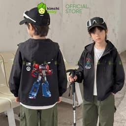 [9-37KG] Áo khoác gió cao cấp bé trai cản gió trượt nước KIMCHIBABY họa tiết Siêu Anh hùng, Áo gió bé trai cao cấp 2 lớp 9