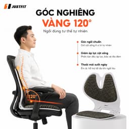 Ghế Công Thái Học JUSTFIT Gấp Gọn Nâng Cấp, Êm Ái chống mỏi gù lưng, chỉnh tư thế định hình cột sống, 5