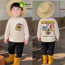 [10-29KG] Bộ Dài Tay Cho Bé Trai KIMCHIBABY Vải Cotton Cao Cấp Premium 190gsm In Sonic, Đồ Bộ Cho Bé Mặc Nhà KD608 2