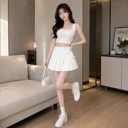 Chân váy nữ dáng ngắn xoè xếp li đính nơ thời trang y2k phong cách tiểu thư V5441 4