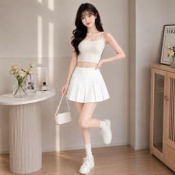 Chân váy nữ dáng ngắn xoè xếp li đính nơ thời trang y2k phong cách tiểu thư V5441 7