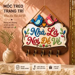 Móc Gỗ Treo Chìa Khóa Decor [Nhà Là Nơi Để Về] - Móc Treo Đồ Đa Năng Trang Trí Tường 8