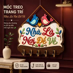 Móc Gỗ Treo Chìa Khóa Decor [Nhà Là Nơi Để Về] - Móc Treo Đồ Đa Năng Trang Trí Tường 4