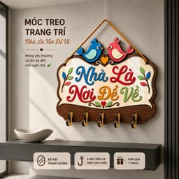 Móc Gỗ Treo Chìa Khóa Decor [Nhà Là Nơi Để Về] - Móc Treo Đồ Đa Năng Trang Trí Tường 2