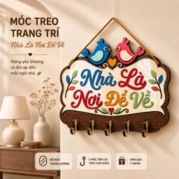 Móc Gỗ Treo Chìa Khóa Decor [Nhà Là Nơi Để Về] - Móc Treo Đồ Đa Năng Trang Trí Tường 9