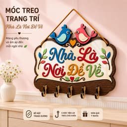Móc Gỗ Treo Chìa Khóa Decor [Nhà Là Nơi Để Về] - Móc Treo Đồ Đa Năng Trang Trí Tường 1