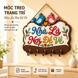 Móc Gỗ Treo Chìa Khóa Decor [Nhà Là Nơi Để Về] - Móc Treo Đồ Đa Năng Trang Trí Tường 7