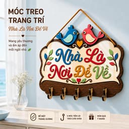 Móc Gỗ Treo Chìa Khóa Decor [Nhà Là Nơi Để Về] - Móc Treo Đồ Đa Năng Trang Trí Tường 6