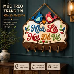 Móc Gỗ Treo Chìa Khóa Decor [Nhà Là Nơi Để Về] - Móc Treo Đồ Đa Năng Trang Trí Tường 3