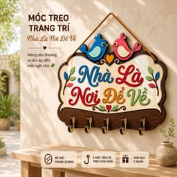 Móc Gỗ Treo Chìa Khóa Decor [Nhà Là Nơi Để Về] - Móc Treo Đồ Đa Năng Trang Trí Tường 5
