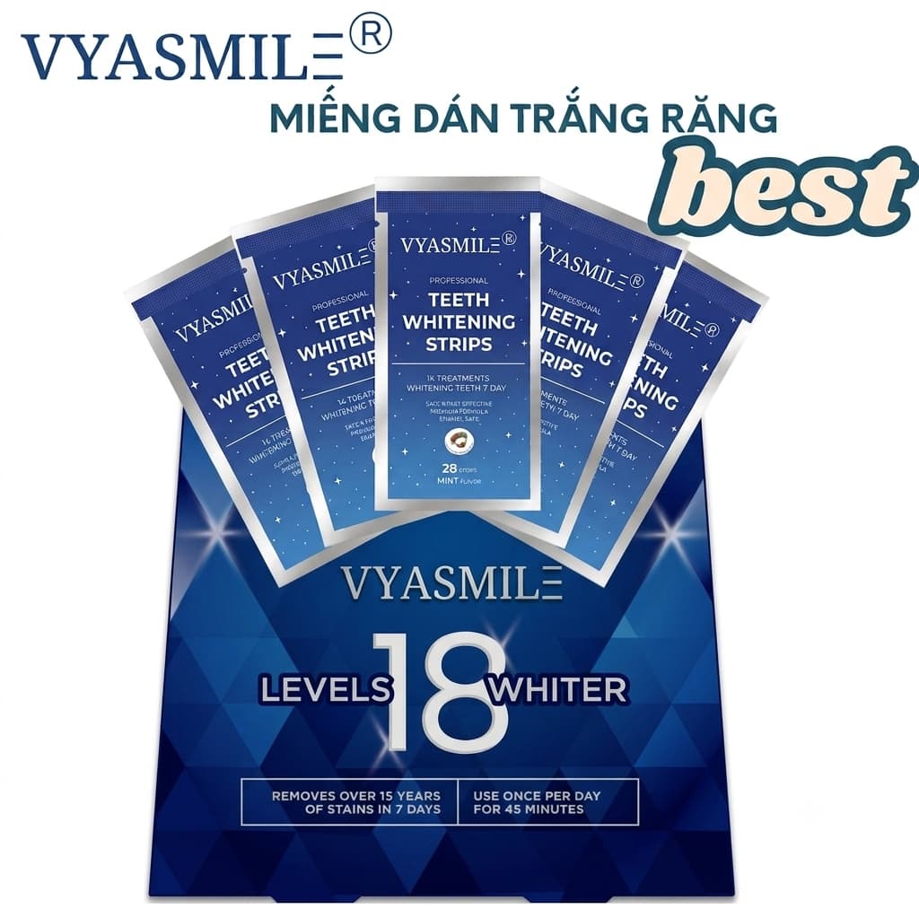 Miếng dán trắng răng trắng nhanh không gây ê buốt phù hợp với mọi men răng