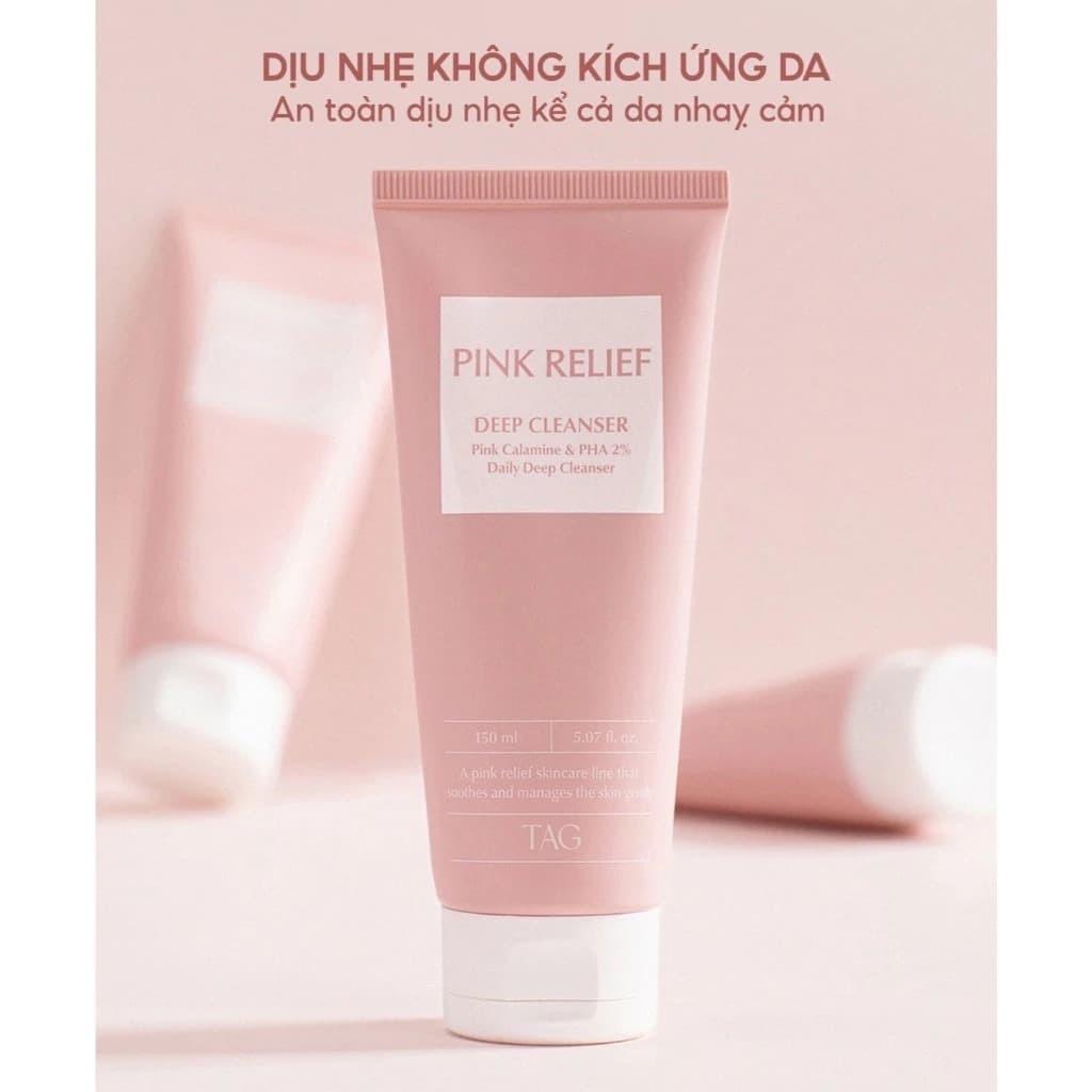 COMBO Nước Tẩy Trang & Sữa Rửa Mặt TAG Pink Relief Deep Cleanser & Pink Relief Cleansing Water