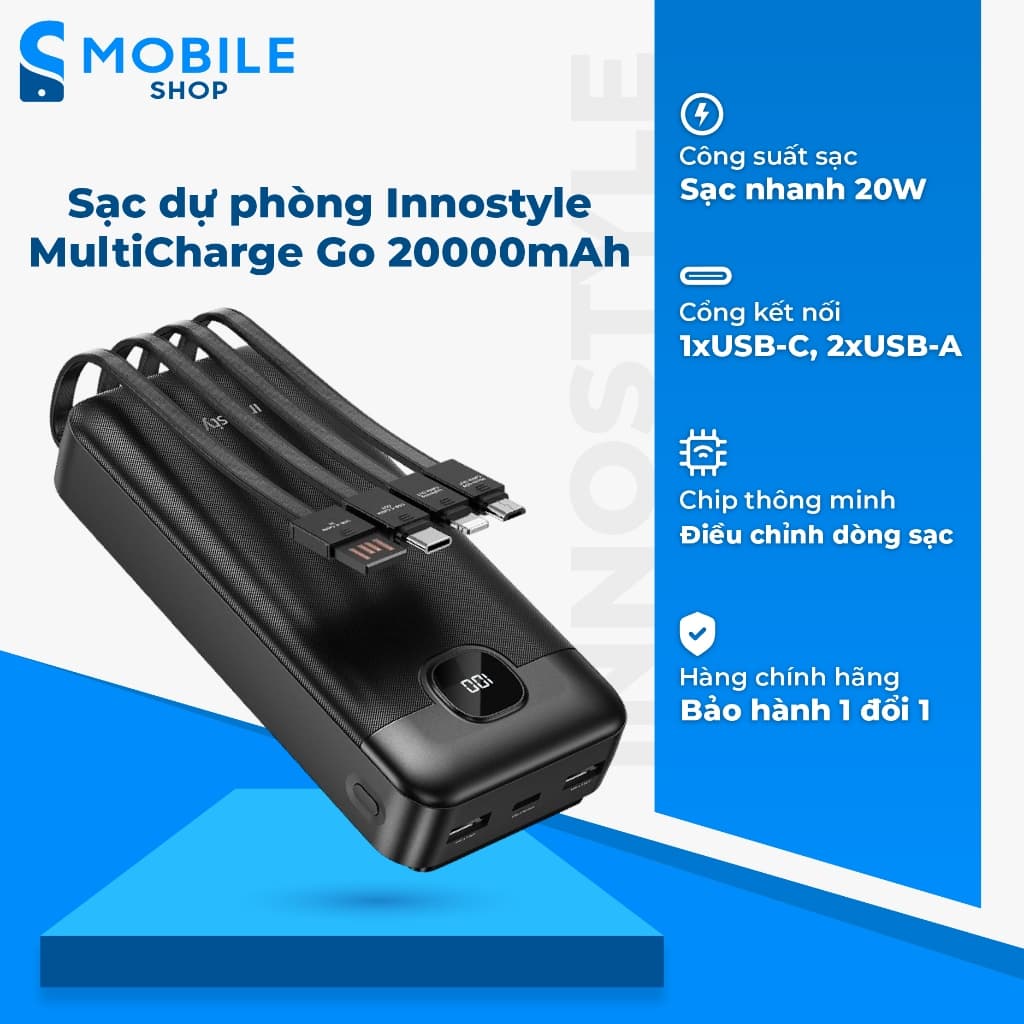 Sạc dự phòng Innostyle MultiCharge Go 20000 mAh Chính Hãng