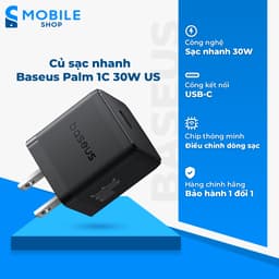 Củ sạc nhanh Baseus Palm 1C 30W US Chính Hãng 1