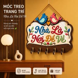 Móc Treo Chìa Khóa Bằng Gỗ [Nhà Là Nơi Để Về] - Decor Mọi Không Gian, Tiện Lợi, Đa Năng,... 4