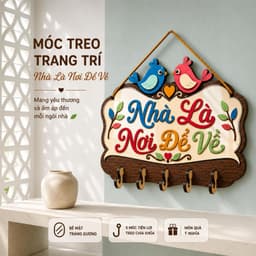 Bảng Gỗ Để Chìa Khóa Lối Vào [Nhà Là Nơi Để Về] - Móc Treo Đồ Đa Năng Decor Phòng Khách Gọn Gàng 9