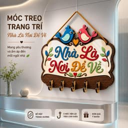 Bảng Treo Chìa Khóa Chống Quên [Nhà Là Nơi Để Về] - Móc Treo Đồ Gỗ Trang Trí Tường Phòng Khách 8