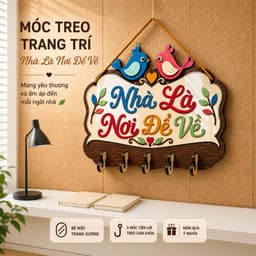 Bảng Treo Chìa Khóa Chống Quên [Nhà Là Nơi Để Về] - Móc Treo Đồ Gỗ Trang Trí Tường Phòng Khách 9