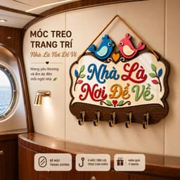 Móc Treo Chìa Khóa Bằng Gỗ [Nhà Là Nơi Để Về] - Decor Mọi Không Gian, Tiện Lợi, Đa Năng,... 3