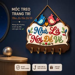 Bảng Gỗ Treo Chìa Khóa [Nhà Là Nơi Để Về] - Decor Thông Minh, Tiện Lợi 6