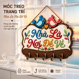Bảng Gỗ Treo Đồ Đa Năng 5 Móc [Nhà Là Nơi Để Về] - Decor Tiện Ích Phòng Khách 6