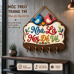 Móc Treo Chìa Khóa Bằng Gỗ [Nhà Là Nơi Để Về] - Decor Mọi Không Gian, Tiện Lợi, Đa Năng,... 9