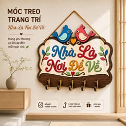 Bảng Treo Chìa Khóa Chống Quên [Nhà Là Nơi Để Về] - Móc Treo Đồ Gỗ Trang Trí Tường Phòng Khách 6