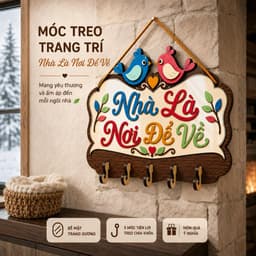 Móc Treo Chìa Khóa Bảng Gỗ [Nhà Là Nơi Để Về] - Đồ Decor Trang Trí Nhà Cửa Tối Giản 3