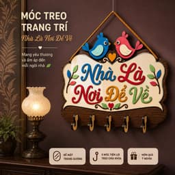 Móc Treo Chìa Khóa Gỗ Cao Cấp [Nhà Là Nơi Để Về] - Đồ Trang Trí Tường Phòng Khách Tinh Tế 5