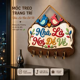 Bảng Gỗ Decor [Nhà Là Nơi Để Về] Kèm Móc Treo Đồ Nhỏ Gọn, Tiện Lợi Cho Gia Đình 3