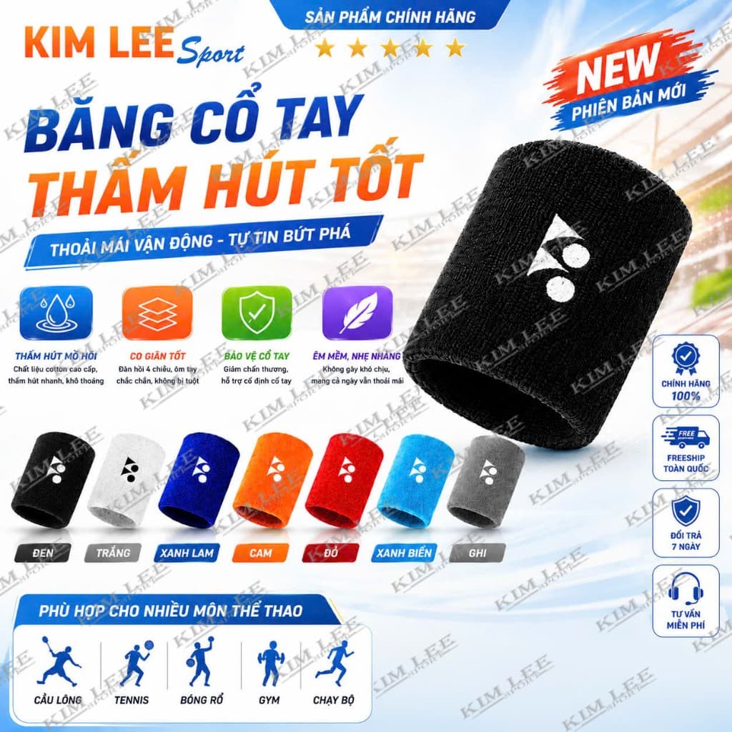 Băng cổ tay chặn mồ hôi YONEXxTHIENLONGVUONG - Băng đô, băng đầu- Băng chặn mồ hôi cầu lông Yonex ( hàng đẹp )- Chiếc