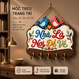 Bảng Gỗ Treo Chìa Khóa [Nhà Là Nơi Để Về] - Decor Thông Minh, Tiện Lợi 5