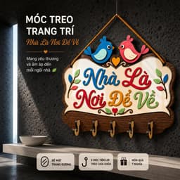 Móc Treo Chìa Khóa Bảng Gỗ [Nhà Là Nơi Để Về] - Đồ Decor Trang Trí Nhà Cửa Tối Giản 2