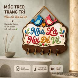 Móc Treo Chìa Khóa Gỗ Cao Cấp [Nhà Là Nơi Để Về] - Đồ Trang Trí Tường Phòng Khách Tinh Tế 4