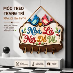 Móc Treo Chìa Khóa Bảng Gỗ [Nhà Là Nơi Để Về] - Đồ Decor Trang Trí Nhà Cửa Tối Giản 6