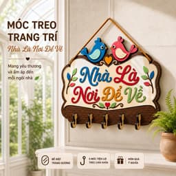Móc Treo Chìa Khóa Gỗ Cao Cấp [Nhà Là Nơi Để Về] - Đồ Trang Trí Tường Phòng Khách Tinh Tế 9