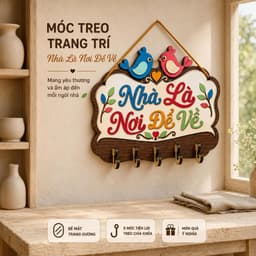Bảng Gỗ Treo Chìa Khóa [Nhà Là Nơi Để Về] - Decor Thông Minh, Tiện Lợi 4