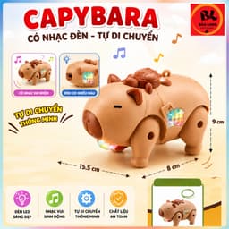 Đồ Chơi Capybara Có Nhạc Đèn Tự Di Chuyển Kèm Dây Kéo Chạy Pin Cho Bé Quà Tặng Đáng Yêu 2