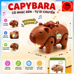 Đồ Chơi Capybara Có Nhạc Đèn Tự Di Chuyển Kèm Dây Kéo Chạy Pin Cho Bé Quà Tặng Đáng Yêu 3