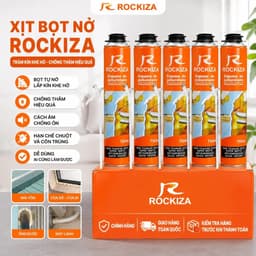 (Combo 5 chai) Keo bọt nở Rockiya chai 750ml tạo bọt nhanh, chống thấm nước hàng nặng 11kg/thùng 1