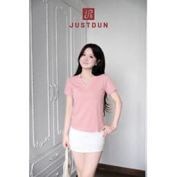 Áo Thun Trơn Babytee Cổ V Form Suông JUSTDUN Chất Thun Cotton Mềm Mịn, Thoáng Mát D30 3