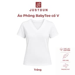 Áo Thun Trơn Babytee Cổ V Form Suông JUSTDUN Chất Thun Cotton Mềm Mịn, Thoáng Mát D30 7