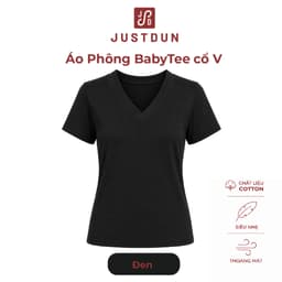 Áo Thun Trơn Babytee Cổ V Form Suông JUSTDUN Chất Thun Cotton Mềm Mịn, Thoáng Mát D30 8