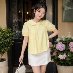 Áo sơ mi cổ bèo quốc dân màu vàng kẻ sọc sáng da BKS911 3