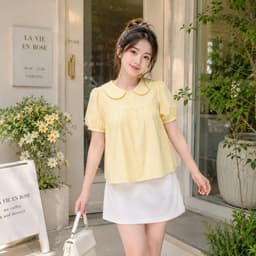 Áo sơ mi cổ bèo quốc dân màu vàng kẻ sọc sáng da BKS911 4
