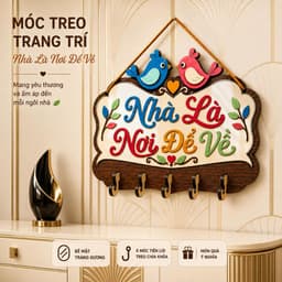 Bảng Gỗ Treo Chìa Khóa [Nhà Là Nơi Để Về] - Decor Thông Minh, Tiện Lợi 9