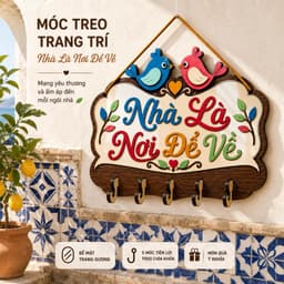 Móc Treo Chìa Khóa Gỗ Cao Cấp [Nhà Là Nơi Để Về] - Đồ Trang Trí Tường Phòng Khách Tinh Tế 3