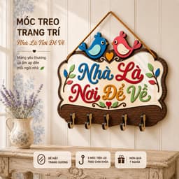 Móc Treo Chìa Khóa Bảng Gỗ [Nhà Là Nơi Để Về] - Đồ Decor Trang Trí Nhà Cửa Tối Giản 5