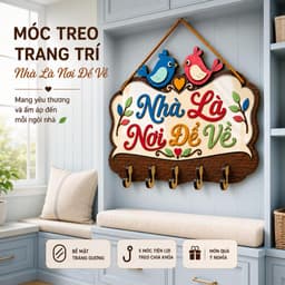 Kệ Gỗ Treo Chìa Khóa Tường [Nhà Là Nơi Để Về] - Móc Treo Đồ Decor Không Gian Sống Ấm Áp 8