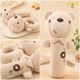 Đồ chơi lục lạc thú nhồi bông Gbee chính hãng, lục lạc cầm tay cao cấp giúp bé phát triển giác quan 9